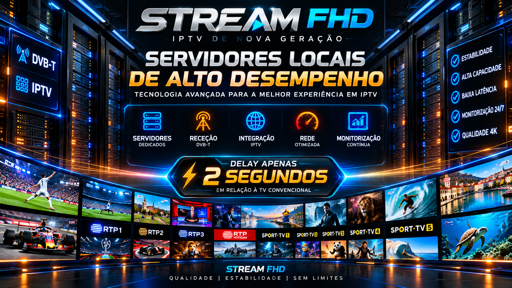 STREAM FHD — servidores locais de alto desempenho e infraestrutura IPTV